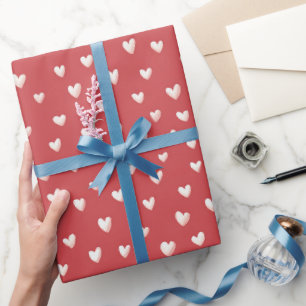 Papel De Presente Corações Doces Vermelhos Brancos Dia dos Namorados