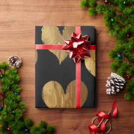 Papel De Presente Corações Dourados