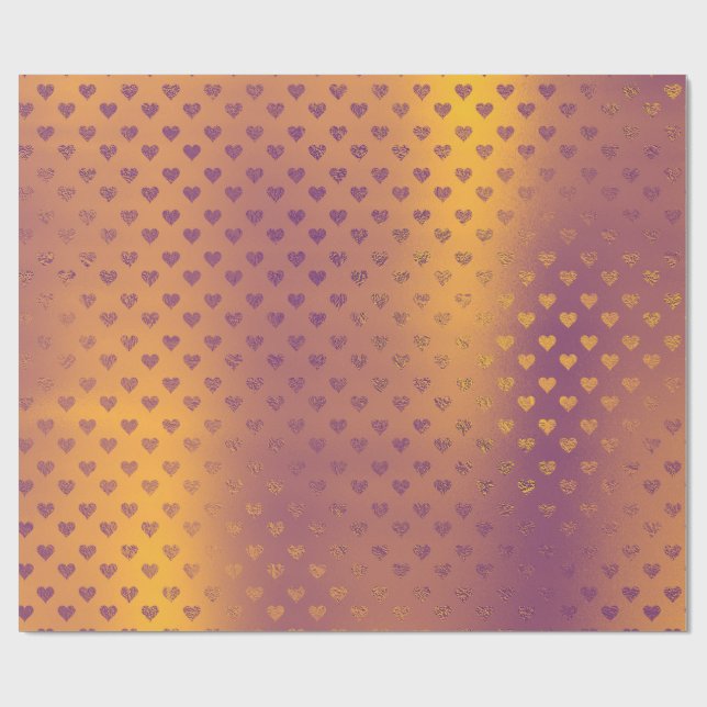 Papel De Presente Corações Dourados de Bronze de Mostarda Confetti M (Aberto)