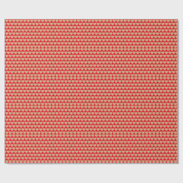 Papel De Presente Corações Dourados em Fundo Vermelho