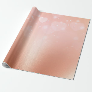 Papel De Presente Corações Dourados rosa