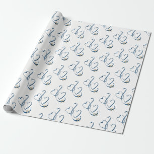Papel De Presente "Corações e Anéis de Casamento"