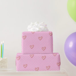 Papel De Presente Corações e Bolinhas