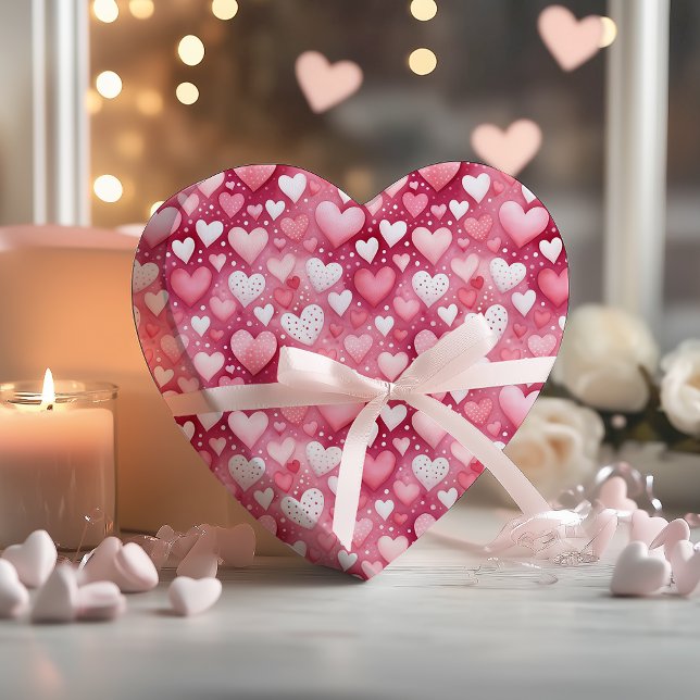 Papel De Presente Corações Encantadores em Aquarela | Padrão de Pont (Enchanting Watercolor Hearts and Polka Dots Pattern Wrapping Paper)