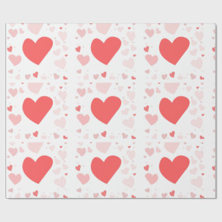 Papel De Presente Corações espalhados de coral e blush