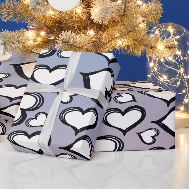 Papel De Presente Corações Fofos  (Feriados)