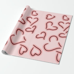 Papel De Presente Corações Fofos Vermelhos