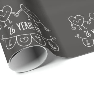 Papel De Presente Corações Gift Chalk, 26 anos