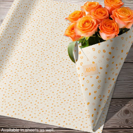 Papel De Presente Corações - Laranja Escuro em Laranja Claro - Rolos