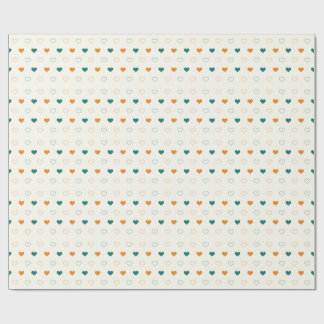 Papel De Presente Corações lindos / creme laranja verde