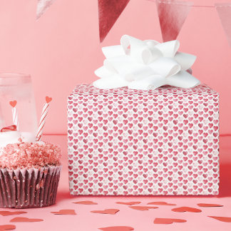 Papel De Presente Corações Mini em Aquarela Vermelhos e Rosas