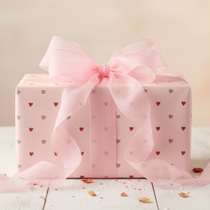 Papel De Presente Corações Minúsculos Lindos Rosa Bege