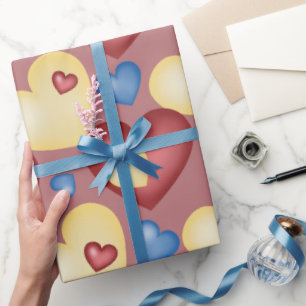 Papel De Presente Corações multicoloridos. Um padrão perfeito.