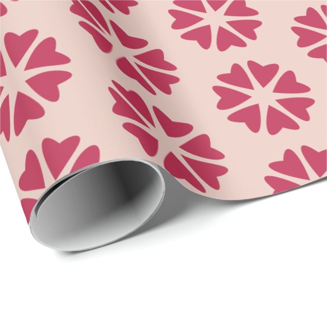 Papel De Presente Corações Nucleares - vermelho magenta - padrão per (Ponta do rolo)