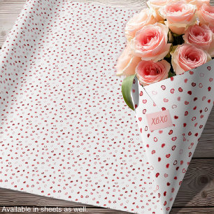 Papel De Presente Corações - Ombre Vermelho e Rosa em Branco-Rolos