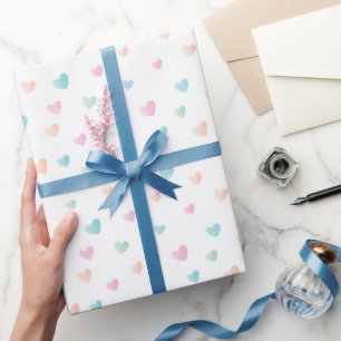 Papel De Presente Corações Pastéis Simples e Bonitos