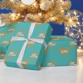 Papel De Presente Corações Personalizados Duas Vezes Ouro, Verdigris