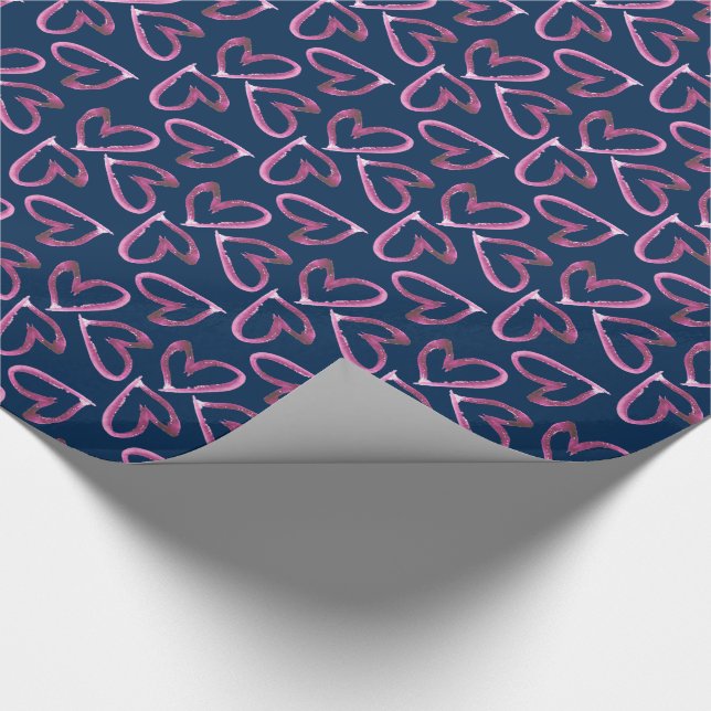 Papel De Presente Corações pintados à mão pequenos (Ponta)