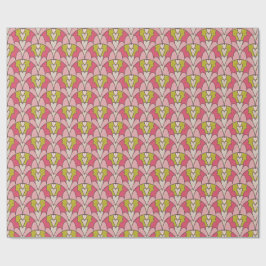 Papel De Presente Corações rendilhados rosa e verde