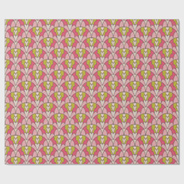 Papel De Presente Corações rosa e verde