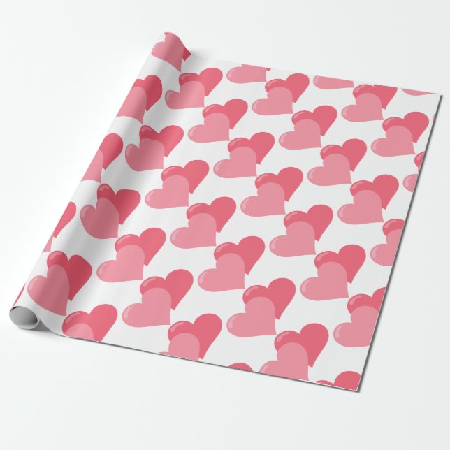 Papel De Presente Corações Rosa Gêmeos (Desenrolado)