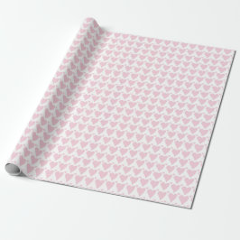 Papel De Presente Corações Rosa Pastel