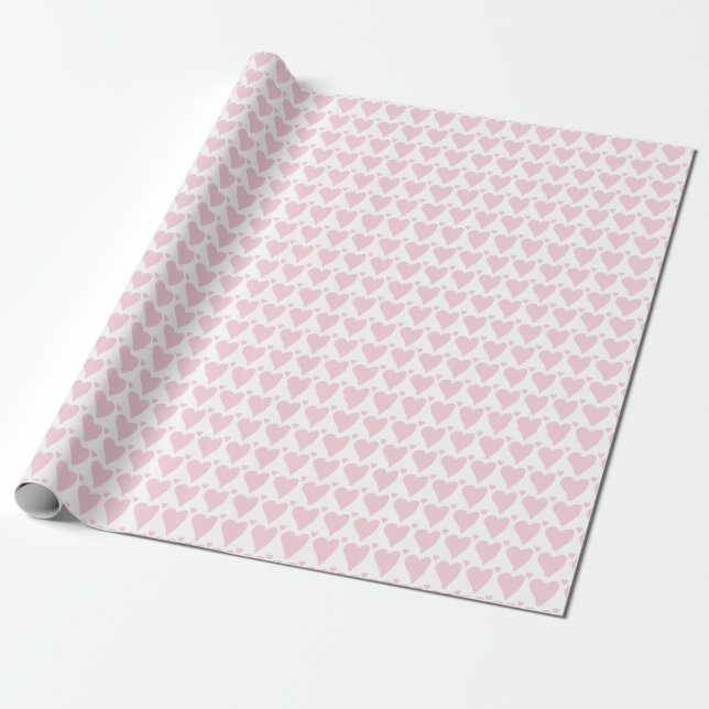 Papel De Presente Corações Rosa Pastel (Desenrolado)