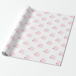 Papel De Presente Corações Rosa "XOXO" Feliz Dia dos Namorados