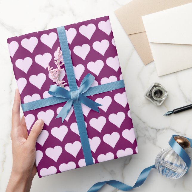 Papel De Presente Corações Roxos Violetos Mínimos (Presentear)