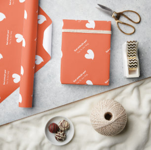 Papel De Presente Corações Sinceros Branco e Laranja Pôr do Sol com