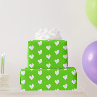 Papel De Presente Corações Sinceros - Branco e Verde -