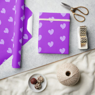 Papel De Presente Corações Sinceros - Lilás e Roxo -