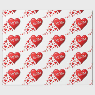 PAPEL DE PRESENTE CORAÇÕES VERMELHAS PARA A MÃE