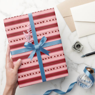 Papel De Presente Corações Vermelho Claro e Vermelho Escuro em Listr