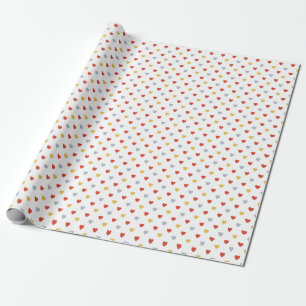 Papel De Presente Corações Vermelho E Amarelo