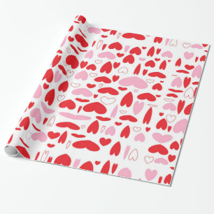 Papel De Presente Corações Vermelho E Rosa
