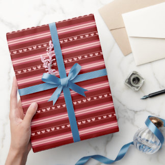 Papel De Presente Corações Vermelho Escuro e Vermelho Claro em Listr