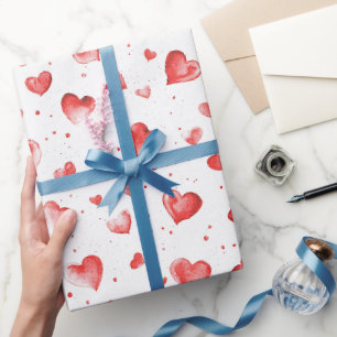 Papel De Presente Corações Vermelhos