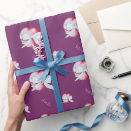 Papel De Presente corações vermelhos amarrados com fita branca român