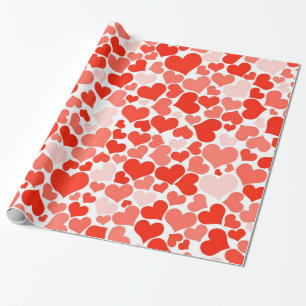 Papel De Presente Corações Vermelhos Amor Romântico Fofo Aniversário