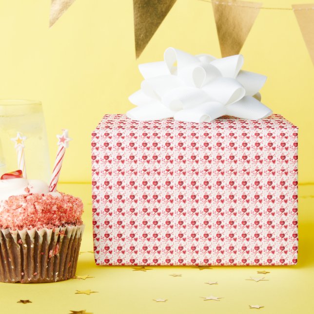 Papel De Presente Corações vermelhos de amor e flecha (Festa de aniversário)