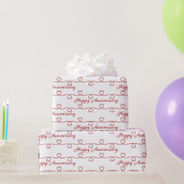 Papel De Presente Corações Vermelhos do Aniversário do Casamento