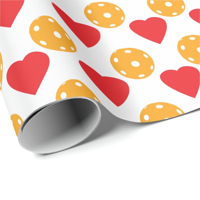 Papel De Presente Corações vermelhos e almôndegas de laranja (Ponta do rolo)