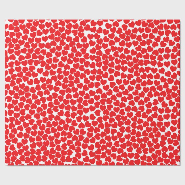 Papel De Presente Corações Vermelhos em Branco (Barra)