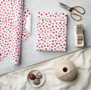 Papel De Presente Corações Vermelhos Rosas Brancos Amor