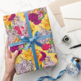 Papel De Presente Corações Vitorianos e Flores Dão Mola