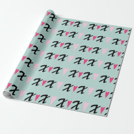 Papel De Presente Corações X rosa e Padrão de Corações