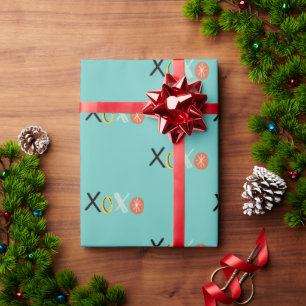 Papel De Presente Corações "XOXO" Legais do Dia dos Namorados Verde-