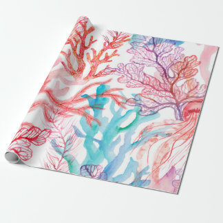 Papel De Presente Corais de aquarela. Padrão sem costura com a parte