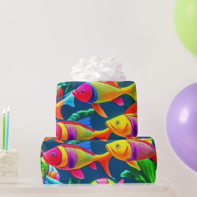 Papel De Presente Corais de peixes do oceano frascos de verão (Presentes para festas)